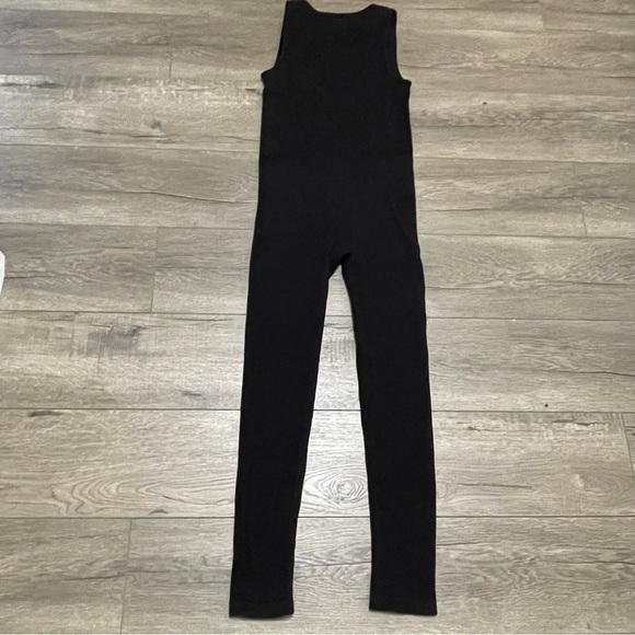 ZARA Limitless Contour Collection Ribbed Seamless Long Jumpsuit Black Sz XS/S - Picture 9 of 10